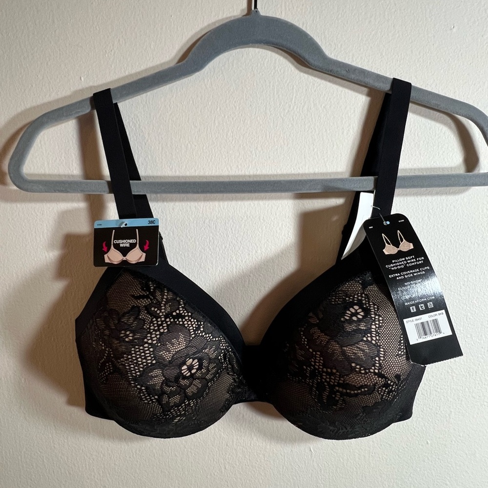 NWT Maidenform Black Floral Lace Bra